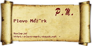 Plevo Márk névjegykártya